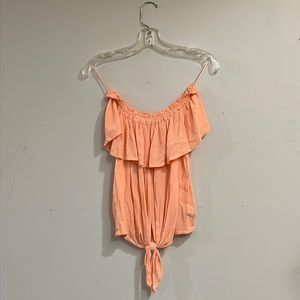 Apricot Off Shoulder EXPRESS Crop Top w/Knotted Waist Tie  Size S|P